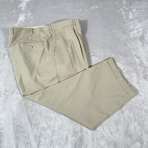 Burberry London Dress Pants Mens 44 Beige Wool Trousers Designer Pleated Cuffed